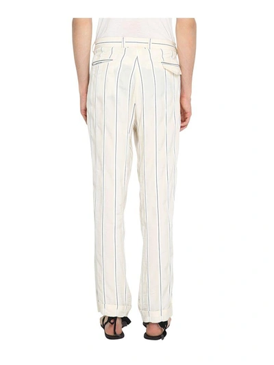 Shop Haider Ackermann Kunzite Cotton Blend Belted Pants In Bianco