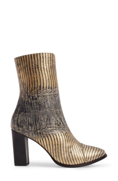 Shop Matisse Florian Cap Toe Bootie In Metallic Snake Print Leather