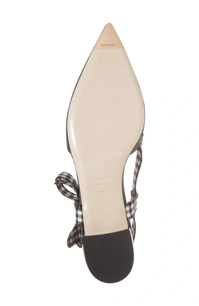 Shop Miu Miu Slingback Bow Pointy Toe Flat In Black