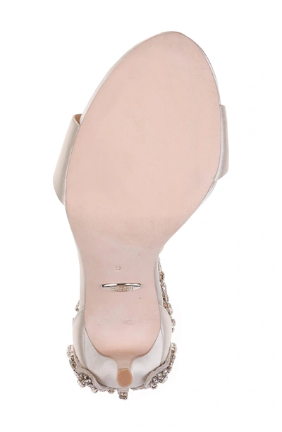 Shop Badgley Mischka Hilda Crystal Embellished Sandal In Ivory Satin