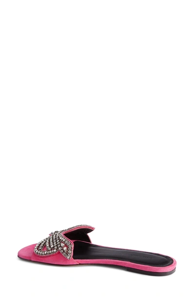 Shop Isabel Marant Jelson Crystal Bow Slide Sandal In Fuchsia
