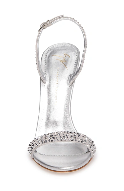 Shop Giuseppe Zanotti Musitco Crystal Embellished Slingback Sandal In Grey