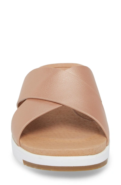 Shop Ugg Kari Slide Sandal In Rose Gold Leather