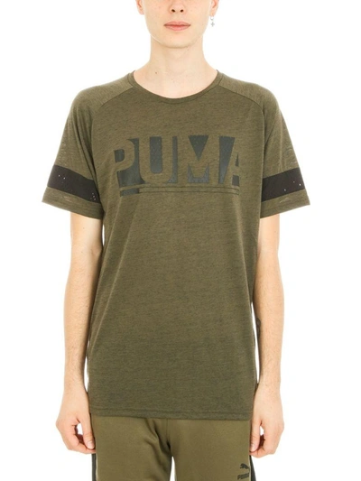 Shop Puma Green Cotton T-shirt