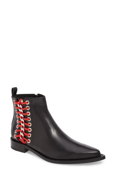 Shop Alexander Mcqueen Laced Chain Pointy Toe Boot In Black
