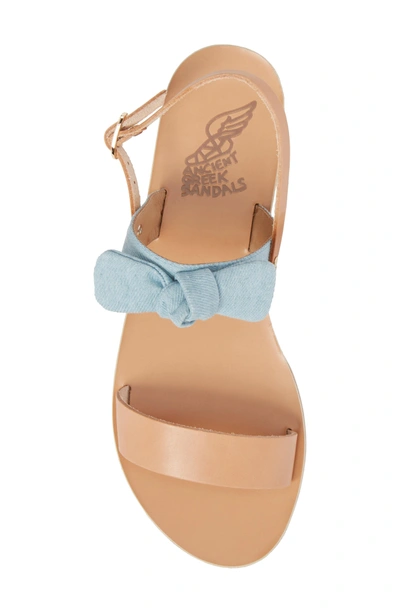 Shop Ancient Greek Sandals Clio Bow Sandal In Natural/ Light Denim