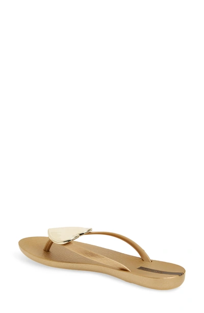 Shop Ipanema Wave Heart Flip Flop In Gold/ Gold