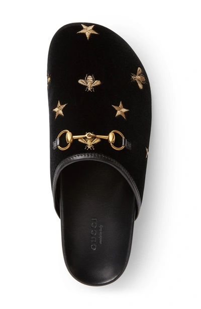 Shop Gucci New River Embroidered Mule In Black