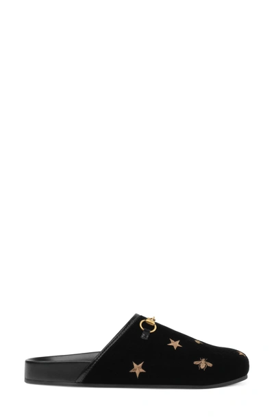 Shop Gucci New River Embroidered Mule In Black