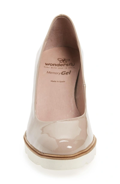 Shop Wonders Almond Toe Pump In Taupe Leather