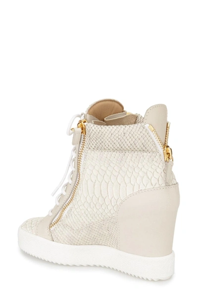 Shop Giuseppe Zanotti Ofelia Wedge Sneaker In Metallic Silver Leather