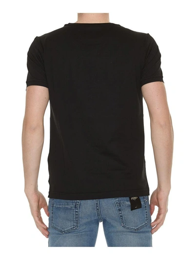 Shop Fendi Leather Logo T-shirt In Black