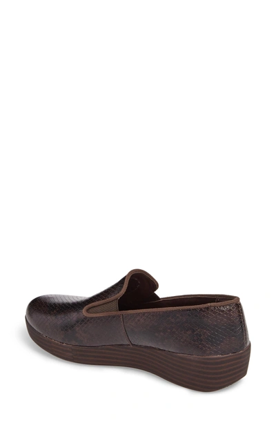 Shop Fitflop Superskate Slip-on Loafer In Chocolate Snake Print Leather