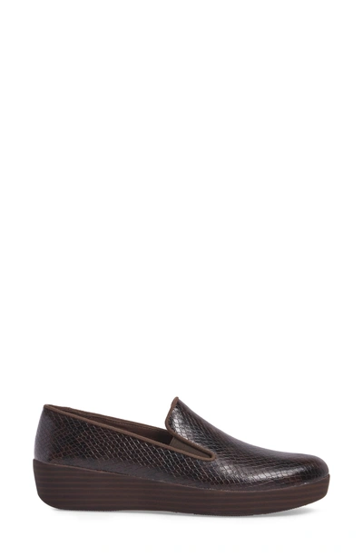 Shop Fitflop Superskate Slip-on Loafer In Chocolate Snake Print Leather