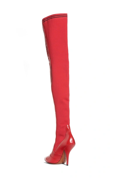 Shop Fendi Rockoko Over The Knee Boot In Cherry Leather