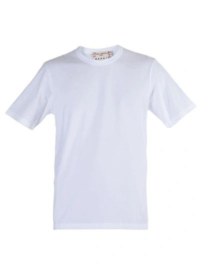 Shop Marni Cotton T-shirt In 0100 White+print