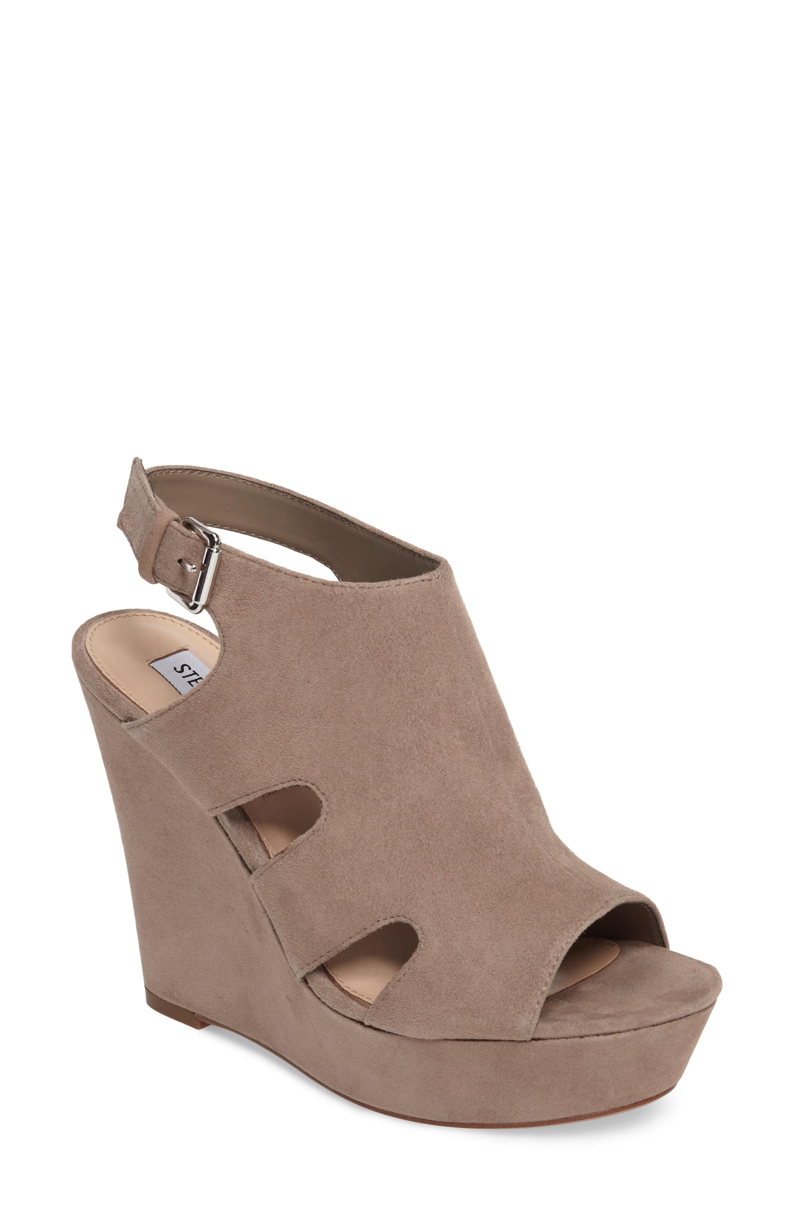 taupe suede wedges