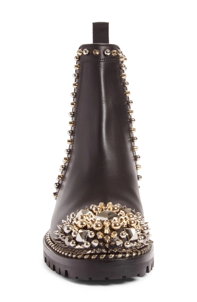 Shop Christian Louboutin Chasse Stud Chelsea Boot In Black Leather