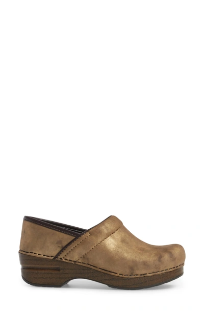 Shop Dansko Distressed Professional Clog In Bronze Metallic Suede