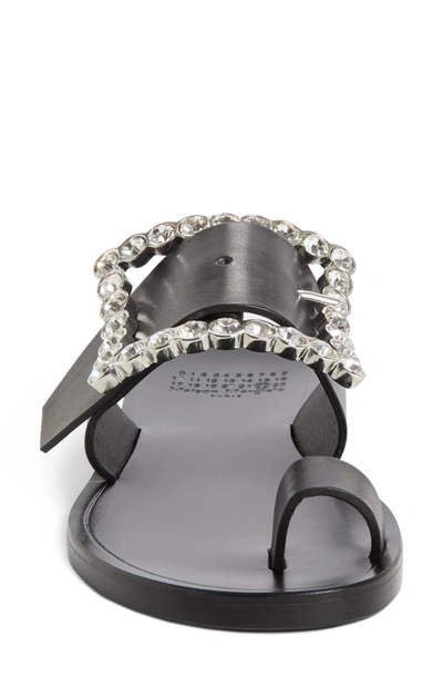 Shop Maison Margiela Jeweled Flat Sandal In Black