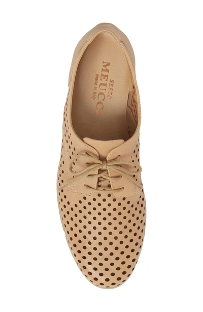 Shop Sesto Meucci Dirce Perforated Oxford Flat In Beige Leather