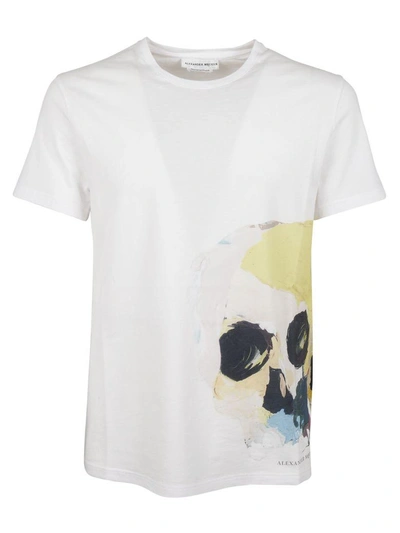 Shop Alexander Mcqueen Engin Skull T-shirt In White Mix