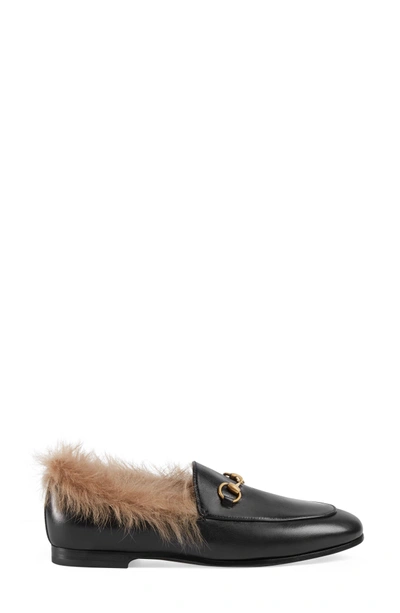 Shop Gucci Jordaan Genuine Shearling Lining Loafer In Black