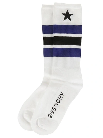 Shop Givenchy Star Socks In Bianco-blu