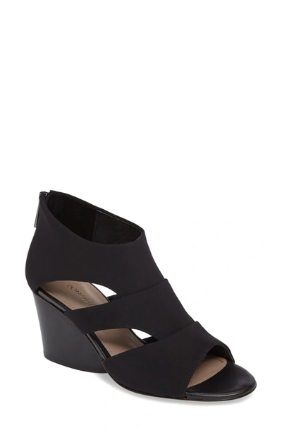 Shop Donald J Pliner Jenkin Wedge Sandal In Black/ Black Fabric