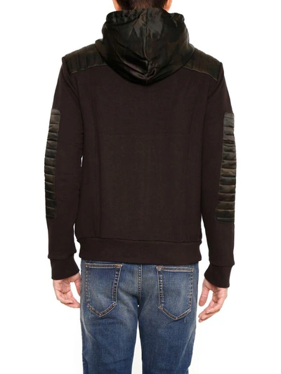 Shop Balmain Hoodie With Camouflage Inserts In Camouflagenero