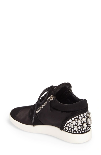 Shop Giuseppe Zanotti Swarovski Crystal Embellished Sneaker In Black Leather