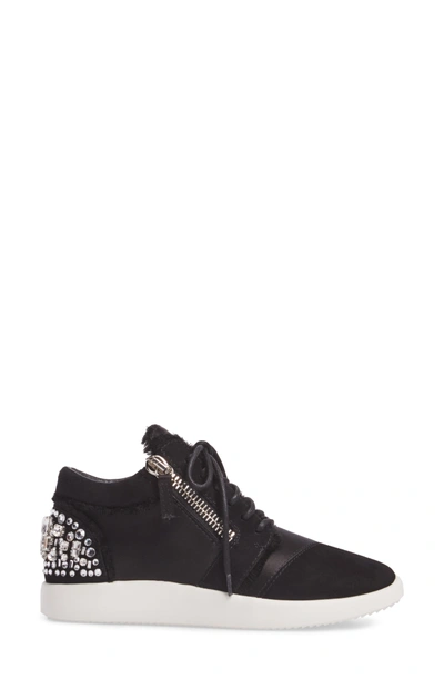 Shop Giuseppe Zanotti Swarovski Crystal Embellished Sneaker In Black Leather