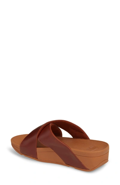 Shop Fitflop Lulu Cross Slide Sandal In Cognac