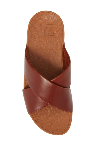 Shop Fitflop Lulu Cross Slide Sandal In Cognac