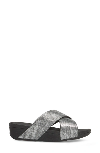 Shop Fitflop Lulu Cross Slide Sandal In Black Shimmer Print