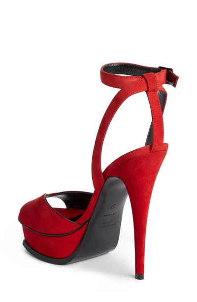 Shop Saint Laurent Tribute Platform Sandal In Red