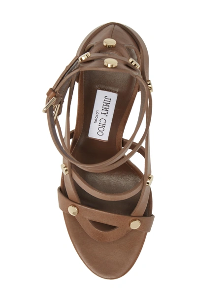 Shop Jimmy Choo Motoko Studded Cage Sandal In Cacao Brown