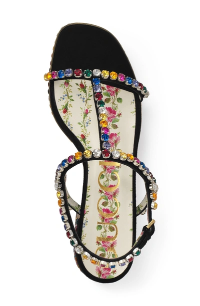 Shop Gucci Mira Crystal Embellished Platform Sandal In Black Multi