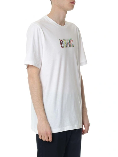 Shop Oamc White Cotton T-shirt With Multicoloured Logo