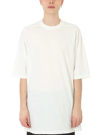 Shop Rick Owens White Crewneck Cotton T-shirt