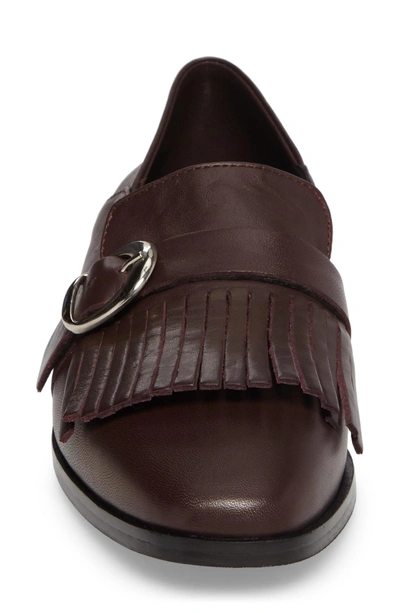 Shop Charles David Dame Fringed Loafer Flat In Burgundy Leather