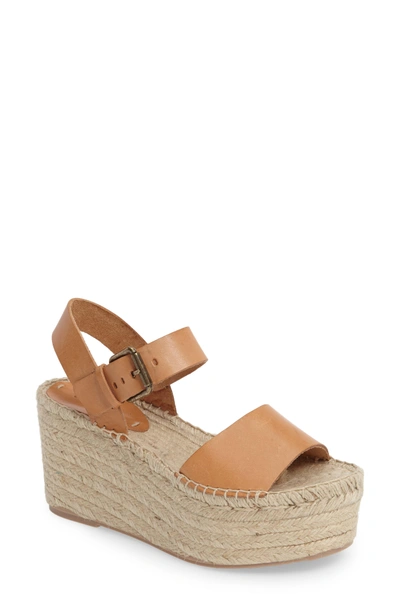 Shop Soludos Platform Wedge Sandal In Nude Leather