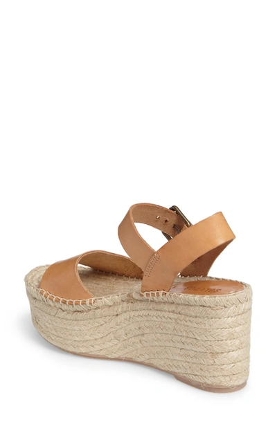 Shop Soludos Platform Wedge Sandal In Nude Leather