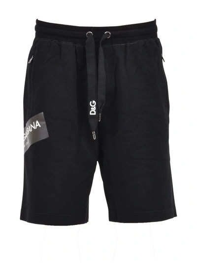 Shop Dolce & Gabbana Long Track Shorts In Black