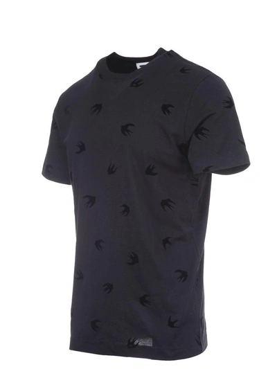 Shop Mcq By Alexander Mcqueen Mcq Alexander Mcqueen Flocked Swallow T-shirt In Darkest Black