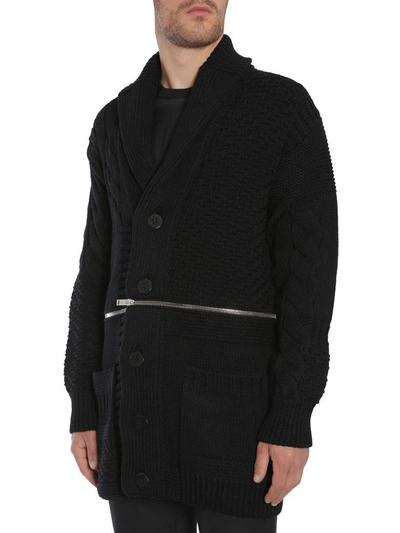 Shop Alexander Mcqueen Punk Patchwork Knitted Cardigan In Nero