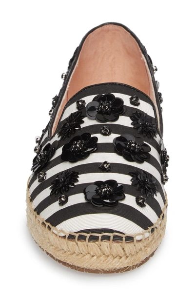 Shop Kate Spade Leigh Embellished Espadrille Flat In Black/ White Striped