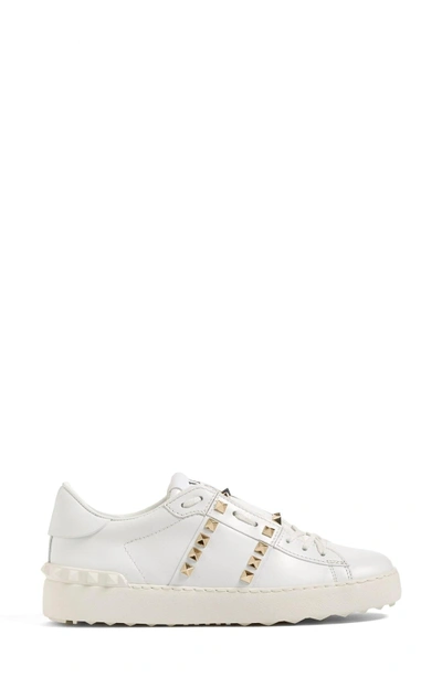 Shop Valentino 'rockstud' Sneaker In White Leather