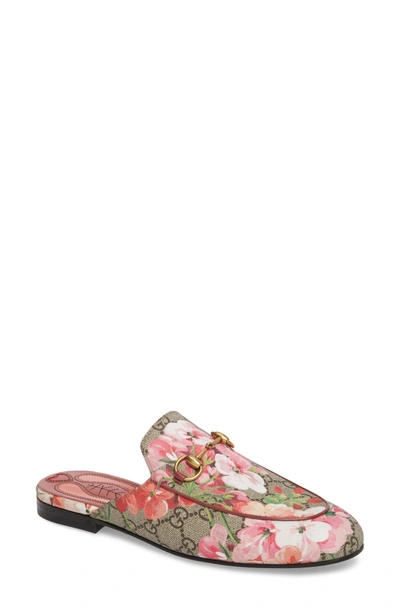 Shop Gucci Princetown Loafer Mule In Beige/ Floral Print