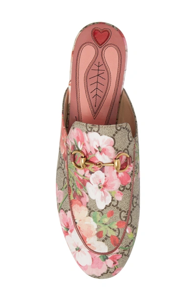 Shop Gucci Princetown Loafer Mule In Beige/ Floral Print